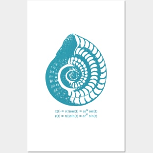 Spiral Shell with Math (blue) Posters and Art